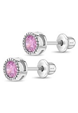 superb silver clear cubic zirconia October birthstone baby earrings